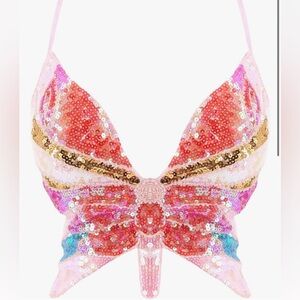 Sequin Butterfly Halter Top